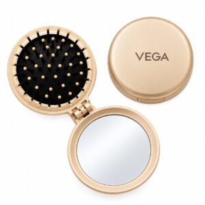 Vega Compact Folding Hair Brush, Mini Travel Pocket Tool for Women, Pop-Up Design for Wet & Dry Use, Small Flip Styling Accessory for On-the-Go Grooming (India’s No.1 Hair Brush Brand, R2-FM)