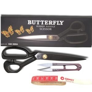 Butterfly scissors for cloth cutting, Inch Measuring Tape, Thread Cutter – Fabric Tailor Scissors – Sewing Kit box, Tailoring Kit accessories – multipurpose scissor for Office – Pack of 1 set