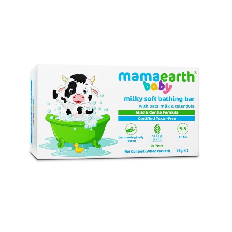 Mamaearth Milky Soft Bathing Bar For Babies – 75 g x 2 | Infused with Oats, Milk and Calendula | Gently Cleanses Skin, Keeps Skin Soft & Smooth, Mild & Gentle Formula, Dermatologically Tested