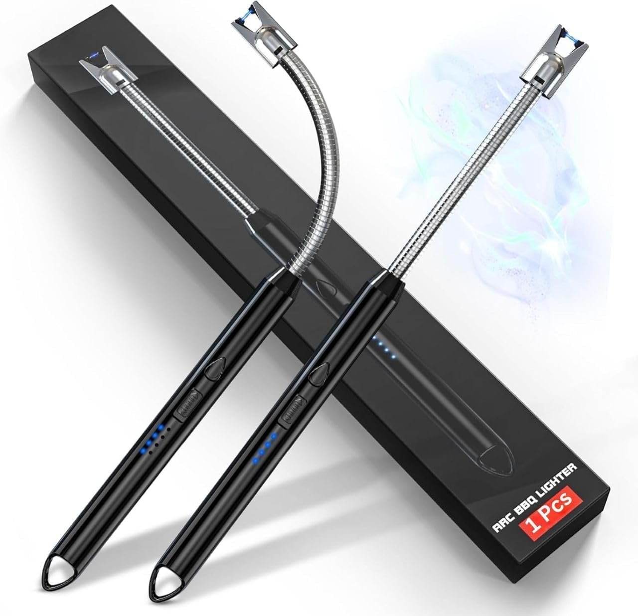 Xfilm Rechargeable Electric Gas Lighter, USB Type-C Plasma Arc Lighter for Kitchen Gas Stove, Candle & Pooja, Windproof Long Neck Igniter with 360° Flexible Neck