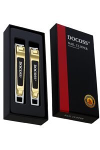 DOCOSS Premium Proffessional Stainless Steel Nail Cutter Set For Men,Women,Adults -Nail Clippers & Trimmers With Filer-Sharp,Smooth Japanese Nailcutter For Adults (Pack Of 2) (Gold)
