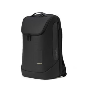 MOKOBARA Transit Backpack | Fits Laptop Up To 16 Inch, 30L Capacity, Water-Resistant Polyester, Vegan Leather Trims | Money Moves, Black