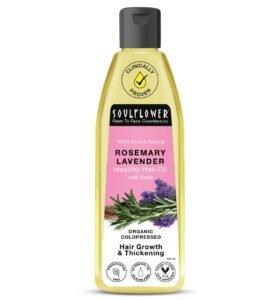 Soulflower Rosemary Lavender Hair Oil For Healthy Hair, Scalp Nourishment, Hair Growth – 100% Pure & Natural Undiluted Cold Pressed Oil, 120Ml