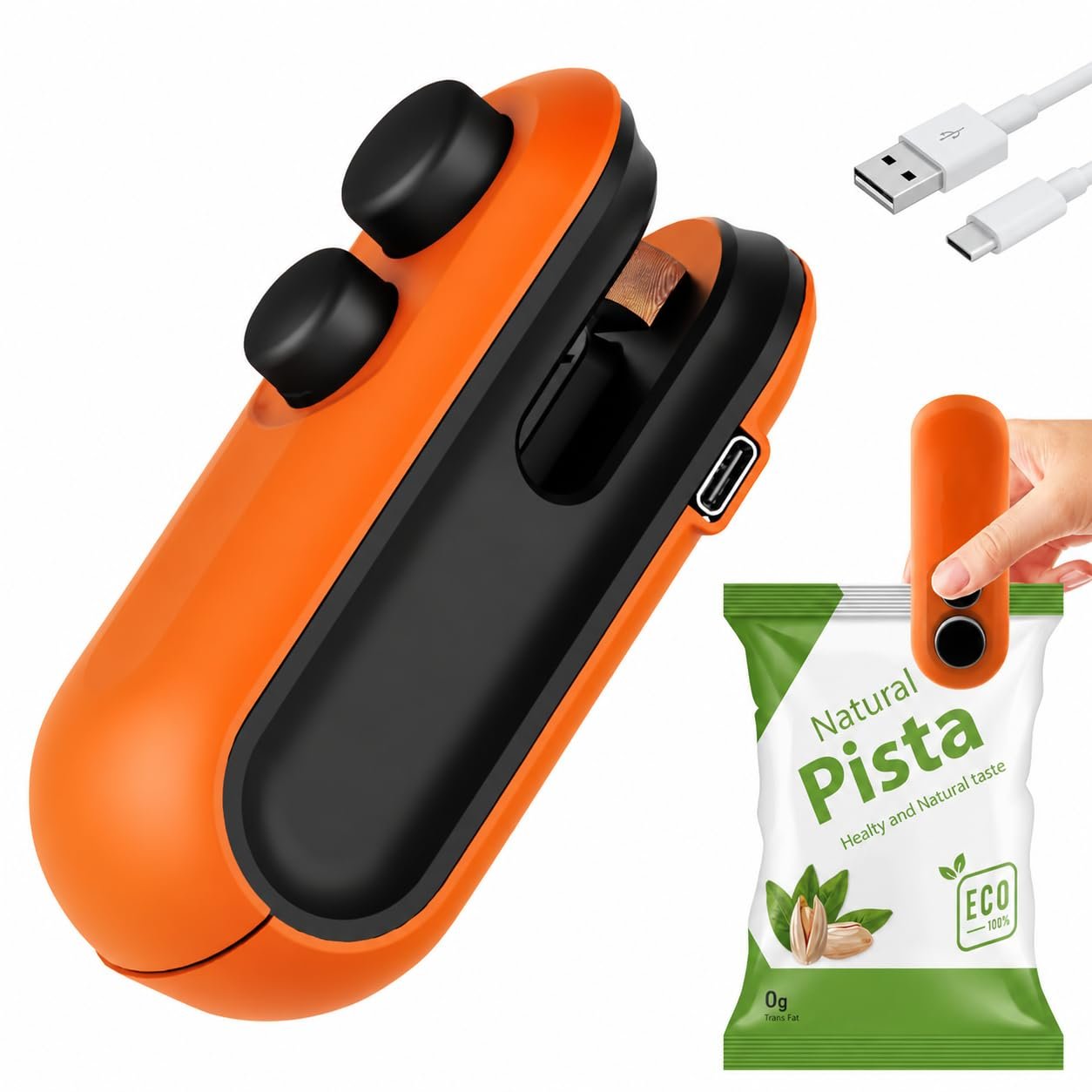 Amazer Portable Mini Sealing Machine for Food Packets, USB Rechargeable Bag Sealer Machine, Heat Seal Plastic Bag Sealer, Handheld Packet Sealer for Kitchen Storage Packing (Multi)