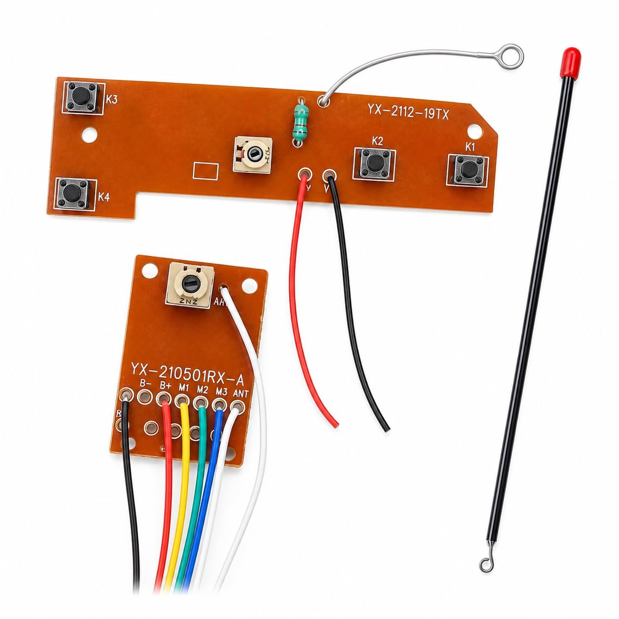 4CH RC Remote Control 27MHz Circuit PCB Transmitter & Receiver Board with Antenna, Radio Control System for DIY Toy Car, RC Vehicle, Robotics & Electronics Projects
