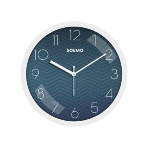 Amazon Brand – Solimo 11-Inch Classic & Modern and Stylish Silent Movement Wall Clock – White & Blue – Analog, Plastic