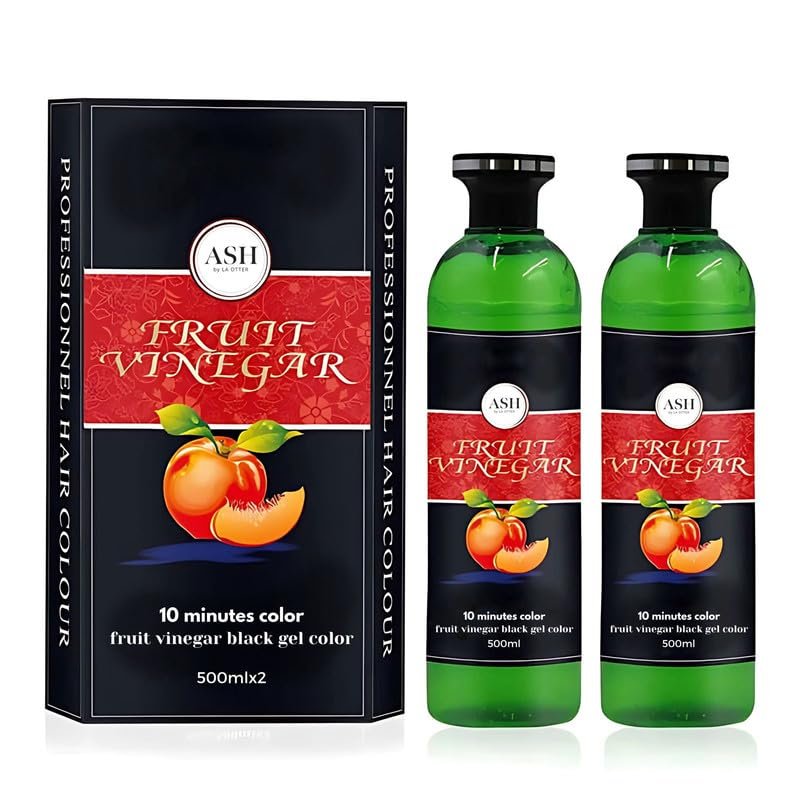Fruit Vinegar Hair Dye Color for Both Men, Women, Natural & Ammonia Free Color Dye for Men & Women Black Hair (500ml x 2) – Black
