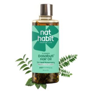 Nat Habit Tri-Leaf Rosemary Hair Oil For Men & Women Hairfall Reduction, Suitable For All Hair Types, No Paraffin, Mineral Oil, Preservatives & Chemicals, 100ml