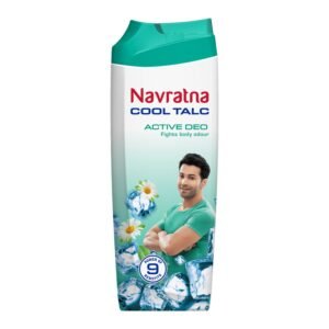Navratna Cool Talc Active Deo | Talcum Powder | Body Odour Protection & Strong Cooling Effect | Long Lasting Freshness & Fragrance, 400gm