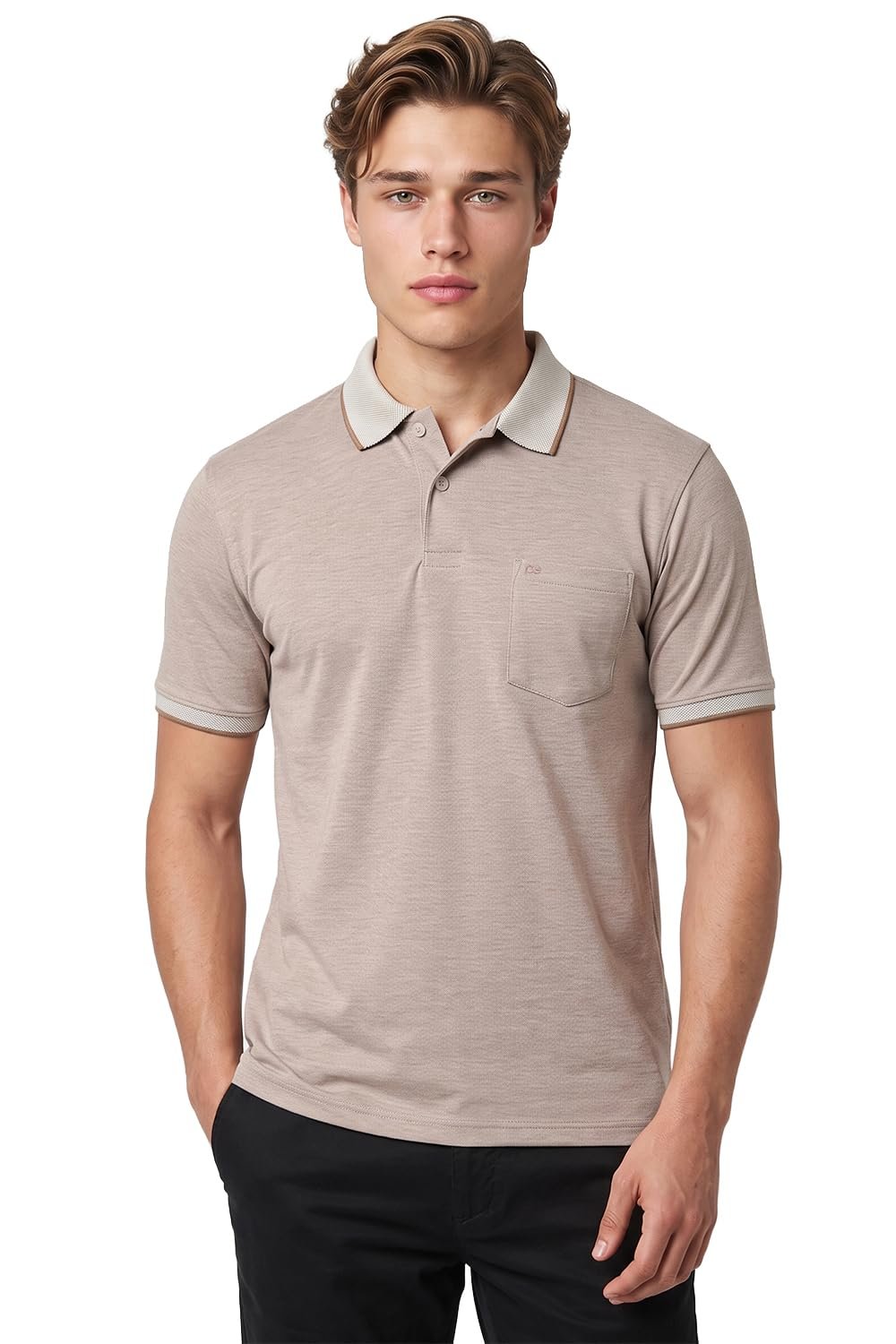 Peter England Men’s Premium Regular Fit Half Sleeve Polo T-Shirt with Pocket | Cotton Rich | Birds Eye Interlock Weave