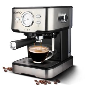 AGARO Imperial Espresso Coffee Maker Machine For Home, 15 Bar, 1100 W, Adjustable Milk Frothing Wand & Double Temperature Control System, Espresso, Cappuccino, Latte, Mocha, Cold Coffee