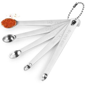 5 Pcs Mini Measuring Spoons Set, Stainless Steel Small Spoons Tad 1/4, Dash 1/8, Pinch 1/16, Smidgen 1/32, Drop 1/64 tsp for Home Kitchen Baking Cooking Gifts