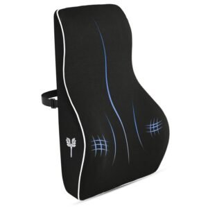 Grin Health SitRight Pro Full Lumbar Support, Memory Foam Backrest Cushion for Office Chair, Car Seat & Back Pain Relief, Orthopedic Back Support for Chair, Back Pillow for Sitting, Black