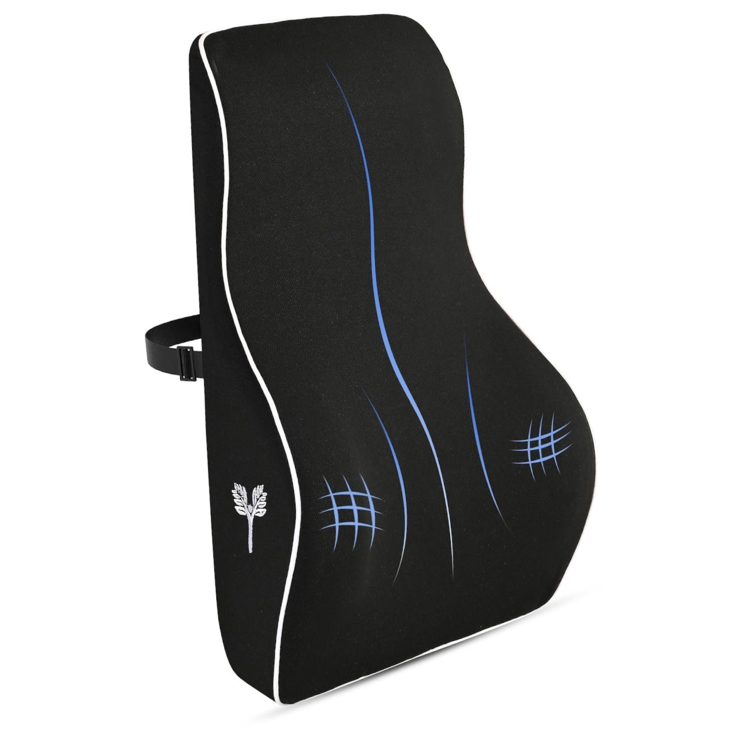 Grin Health SitRight Pro Full Lumbar Support, Memory Foam Backrest Cushion for Office Chair, Car Seat & Back Pain Relief, Orthopedic Back Support for Chair, Back Pillow for Sitting, Black