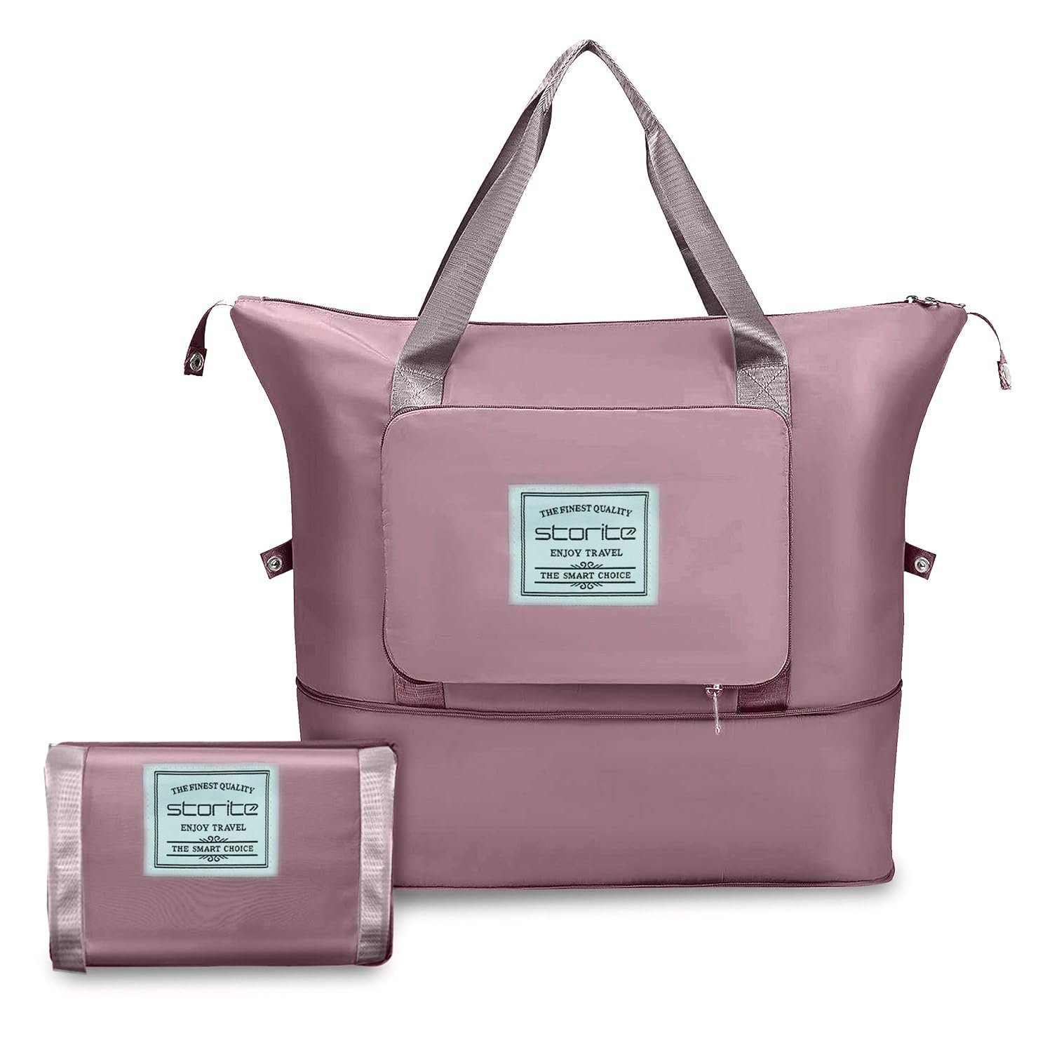 Storite Foldable Travel Duffle Bag, Pink, 40x23x30 cm