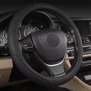 Car Steering Wheel Cover with Durable PU Leather, Universal 15 inch Fit for Car Truck SUV, Breathable Anti Slip Auto Steering Wheel Covers for Men and Women