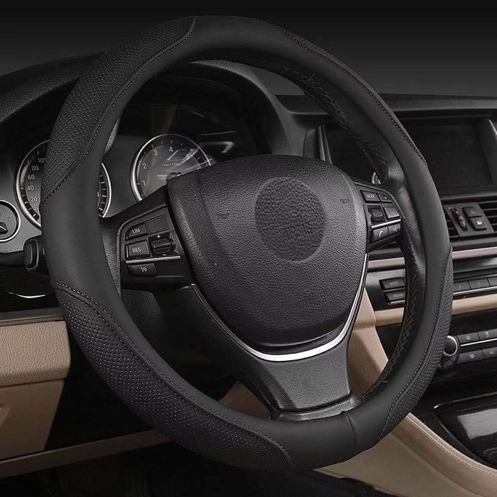 Car Steering Wheel Cover with Durable PU Leather, Universal 15 inch Fit for Car Truck SUV, Breathable Anti Slip Auto Steering Wheel Covers for Men and Women