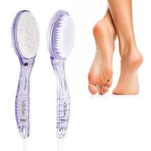 VEGA Foot Brush with Pumice Stone & Handle | 2-in-1 Foot File for Dead Skin & Callus Removal | Pedicure Brush, Heel Scrubber, Foot Exfoliator | Foot Care Tool for Women & Men (PD-01N)