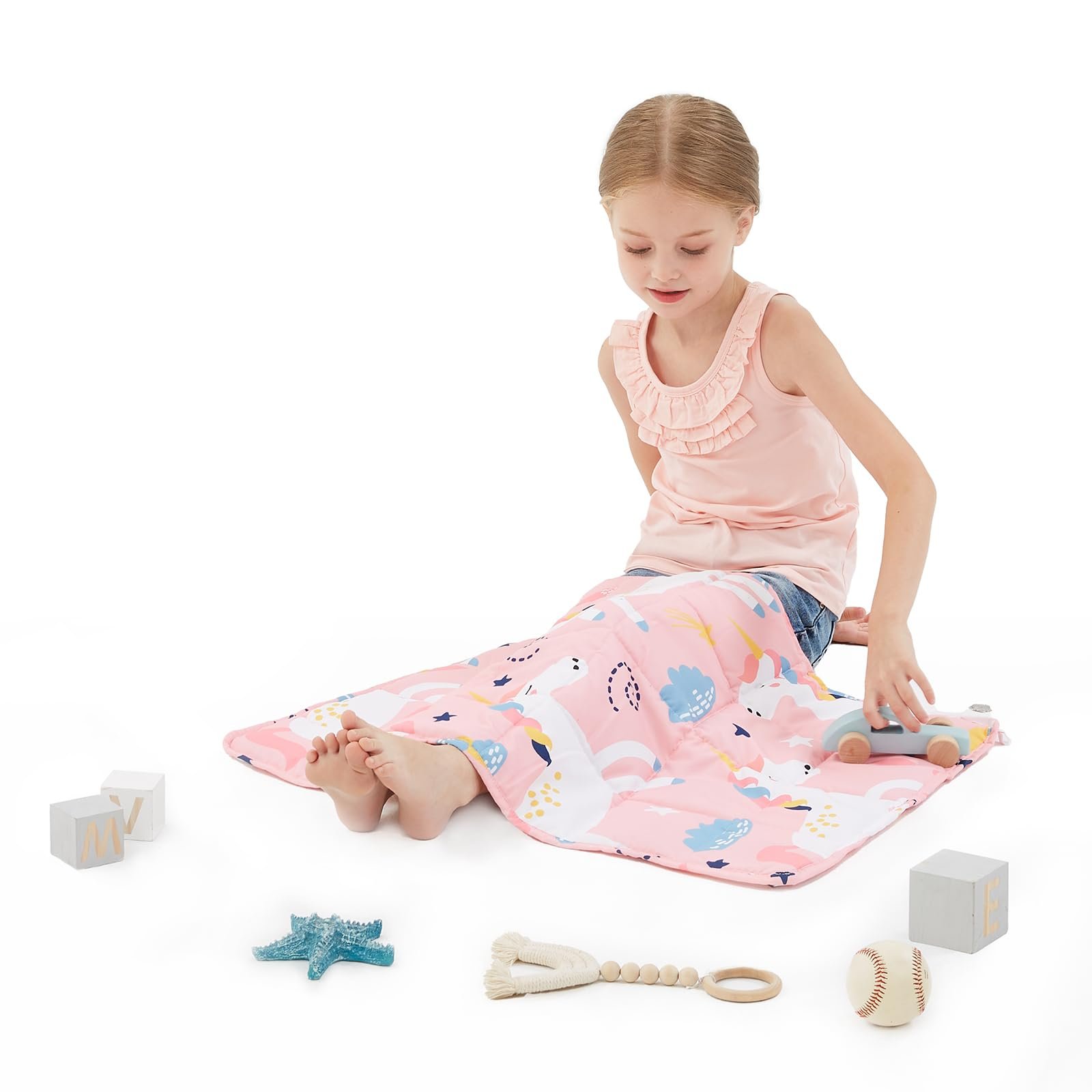 Pink Unicorn Weighted Blanket 2lbs Small Weighted Lap Pad Gifts, 19″x21″