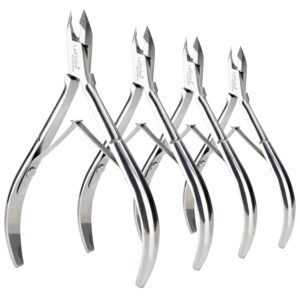 4 Packs Cuticle Nipper- Premium Stainless Steel Cuticle Trimmer for Manicure & Pedicure at Home/Spa/Salon