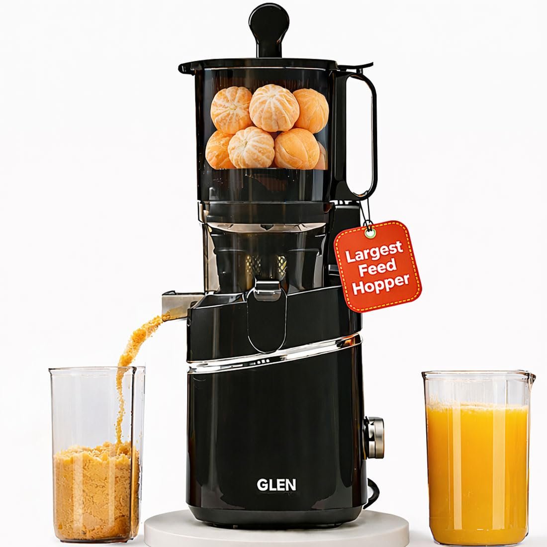 Glen Cold Press Juicer For Home With 130mm Largest Feed for Whole Fruits, Vegetables & Nut Milk | Slow & High Yield Juicer Machine | Easy to Clean & Assemble | Anti-Drip Lever | Auto Reverse Function