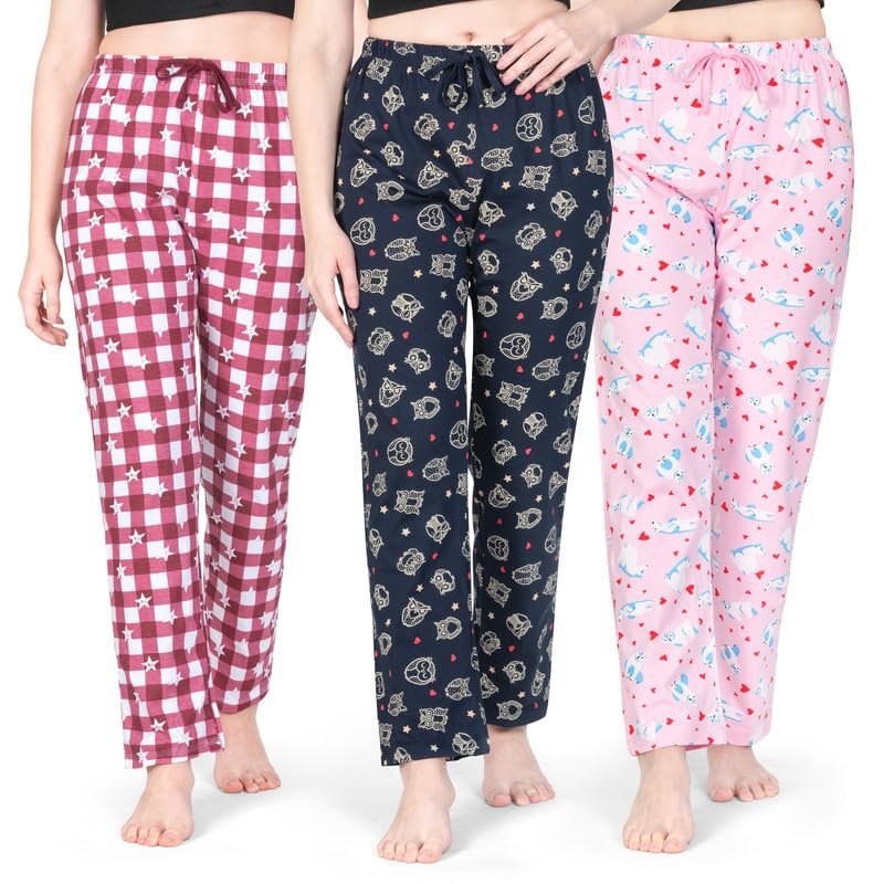 Real Basics Women’s Cotton Printed Pyjama pack of 3