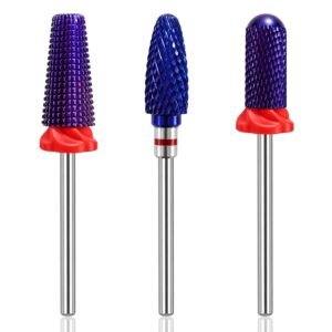 [2022 Upgraded]3Pcs Nail Drill Bits Set, 5 in 1 Drill Bits for Nails 3/32 Inches, Tapered Barrel and Cone Shape Carbide Nail Drill Bits for Acrylic or Gel Remover