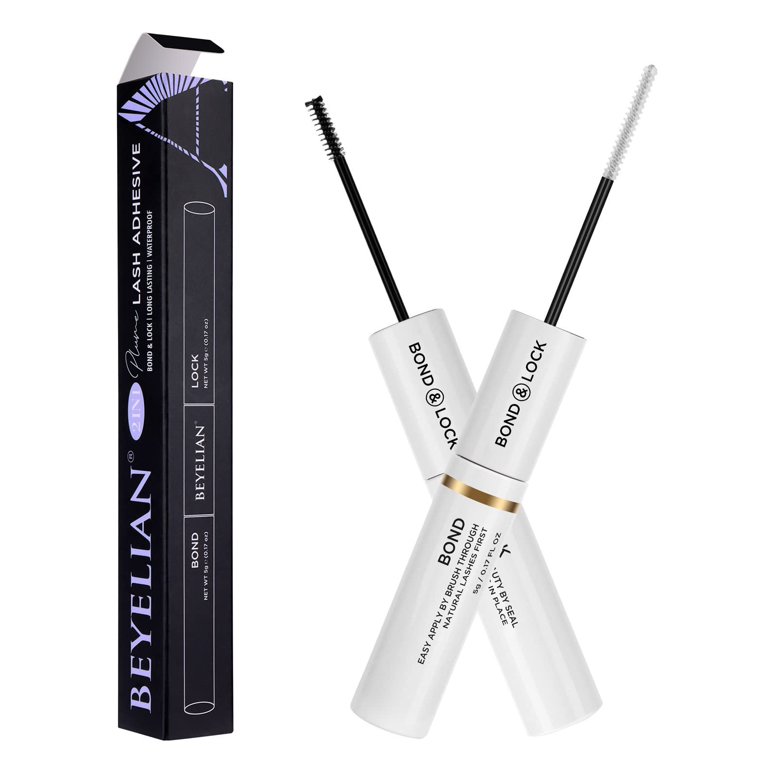 BEYELIAN Lash Bond and Seal, Cluster Lash Glue for Individual Cluster Lashes DIY Eyelash Extensions Latex Free Aftercare Sealant with Mascara Wand Super Strong Hold 48 Hours