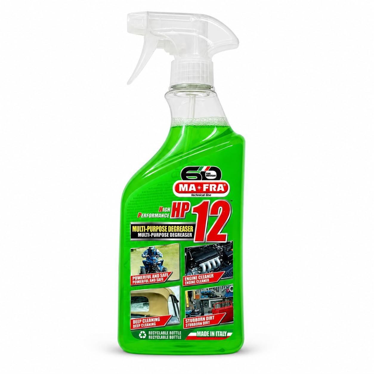 MAFRA HP12 Car Degreaser Spray 500 ml | Engine Degreaser for Car & Bike | Ready-to-Use Grease, Oil & Grime Remover for Engine Bay, Wheels, Tools & Kitchen