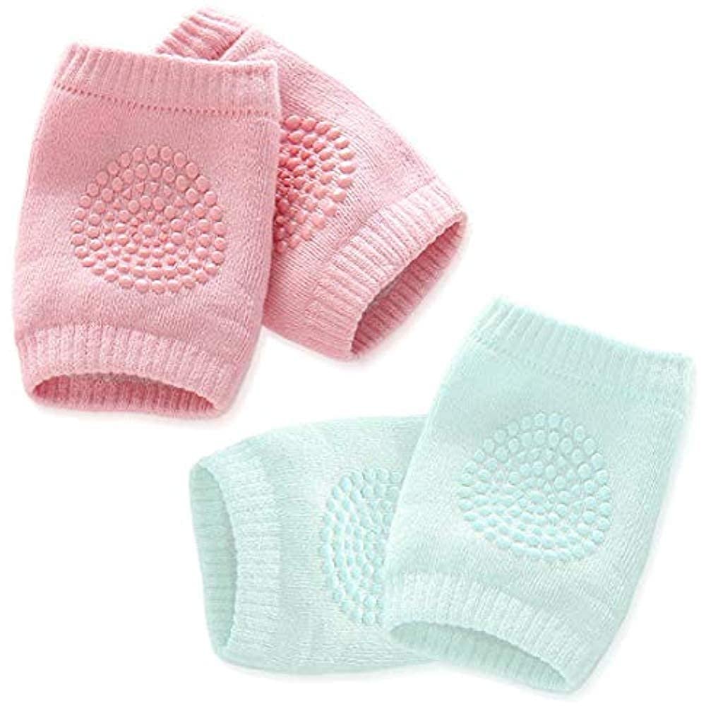 2 Pair Baby Knee & Elbow Pad Cushion, Infant Toddler Crawling Knee & Elbow Pads, Baby Leg Warmer Kneecap Protector for Kids, Multi-Color Safety Pads for Baby & Kids Knees and Elbows