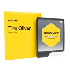 Tooletries – Oliver Shower Mirror – Premium Shower Mirror for Shaving, Grooming – 100% Silicone – Shatterproof Mirror – Grips to Shiny Surfaces – No Suction Cups – No Adhesives – Charcoal