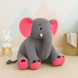 Amazon Brand – Jam & Honey Elephant Plush Toy | Soft Toy for Kids | Non-Toxic & Safe | BIS-Approved | Big Size Stuffed Elephant | Grey