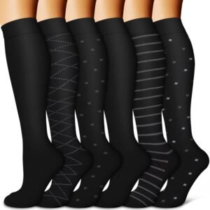 Copper Compression Socks Women & Men Circulation(6 pairs) – Best for Running, Nursing, Hiking, Recovery & Flight Socks