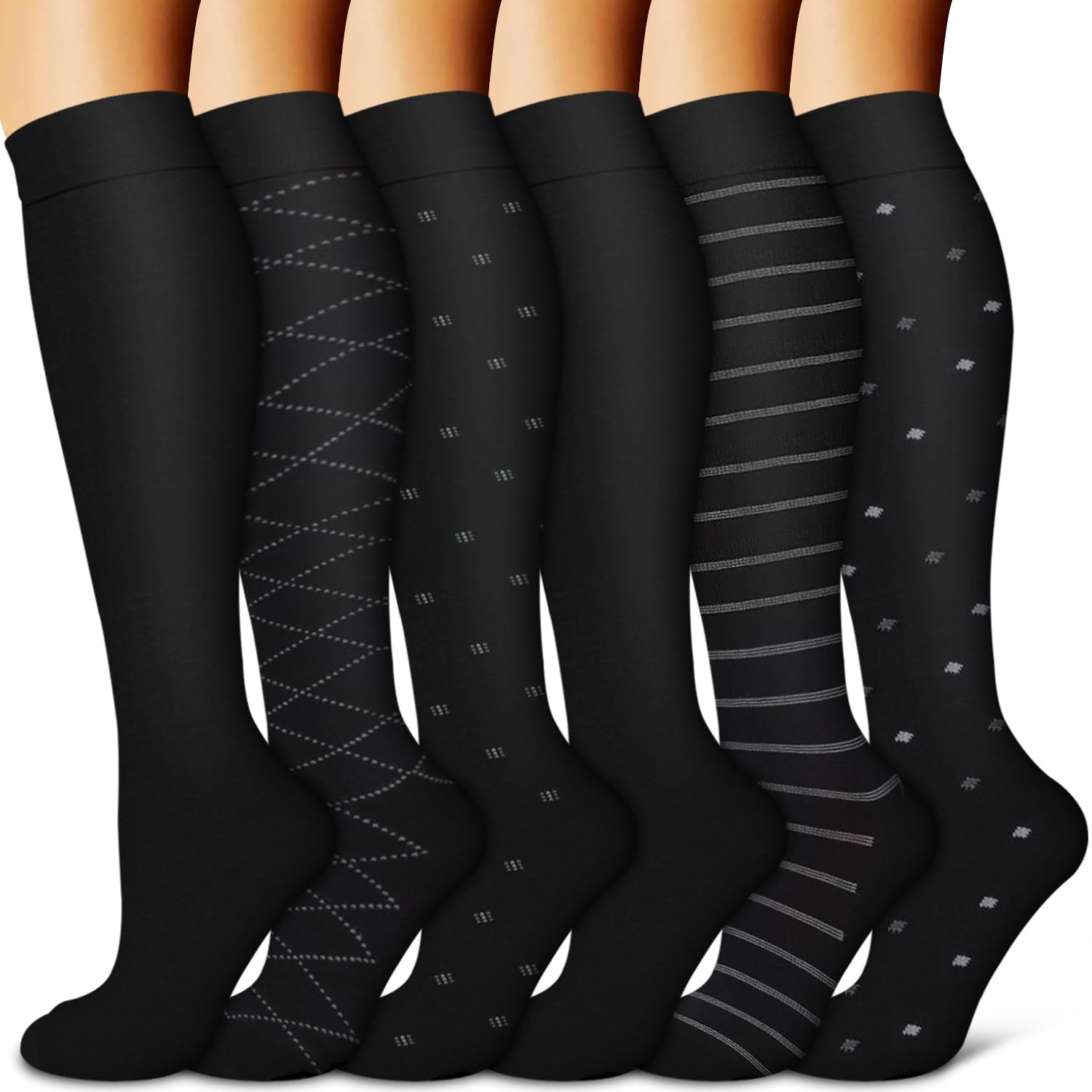 Copper Compression Socks Women & Men Circulation(6 pairs) – Best for Running, Nursing, Hiking, Recovery & Flight Socks