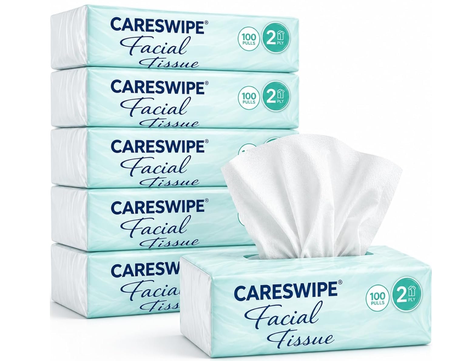 2 Ply Facial Tissue Box Soft Pack 100 Pulls Each Pack (200 Sheets) Pack Of 6-600 Pulls Ultra Soft, Highly Absorbent & Skin Friendly Face Tissue Daily Use Tissue Paper (1200 sheets)