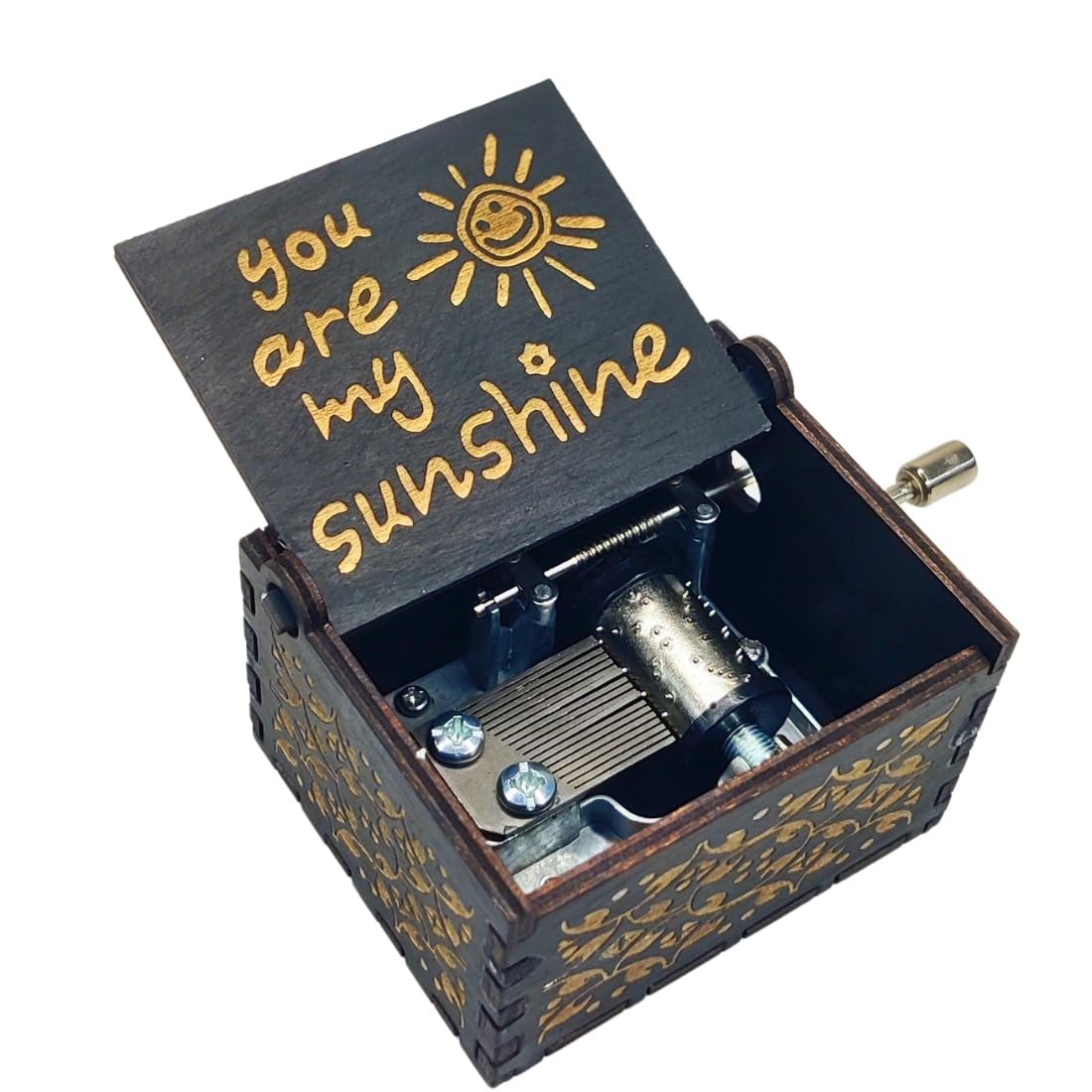Zesta Wooden Music Box | Vintage Hand Crank Music Box Gift 6.4×5.2×4.2cm