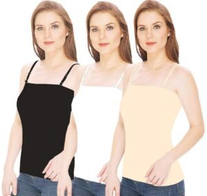 VEERAA Clothing Women’s Cotton Camisole Slip Adjustable Strap Combo Pack