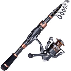 PLUSINNO Fishing Rod and Reel Combos – Toray 24-Ton Carbon Matrix Telescopic Fishing Rod Pole – 12 +1 Shielded Bearings Stainless Steel BB Spinning Reel
