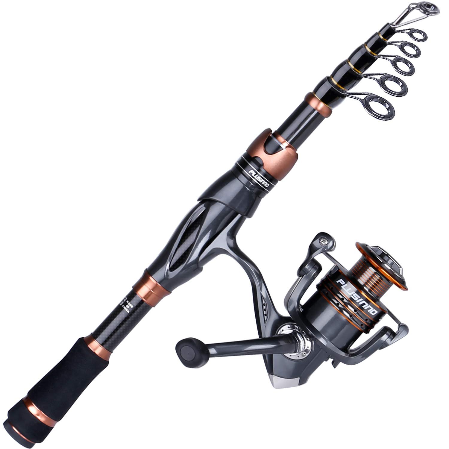 PLUSINNO Fishing Rod and Reel Combos – Toray 24-Ton Carbon Matrix Telescopic Fishing Rod Pole – 12 +1 Shielded Bearings Stainless Steel BB Spinning Reel