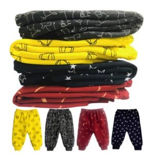 CLAP Baby Fleece Printed Winter Leggings Rib Pajamas Multicolour – Combo Set of 4