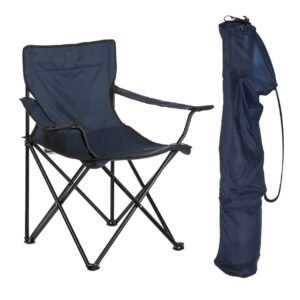 Niyam Folding Chair Big with Side Pocket – Portable Foldable Nylon Base Fabric Camping Chair for Fishing Beach Picnic Outdoor Garden Chair (Moon, Black)