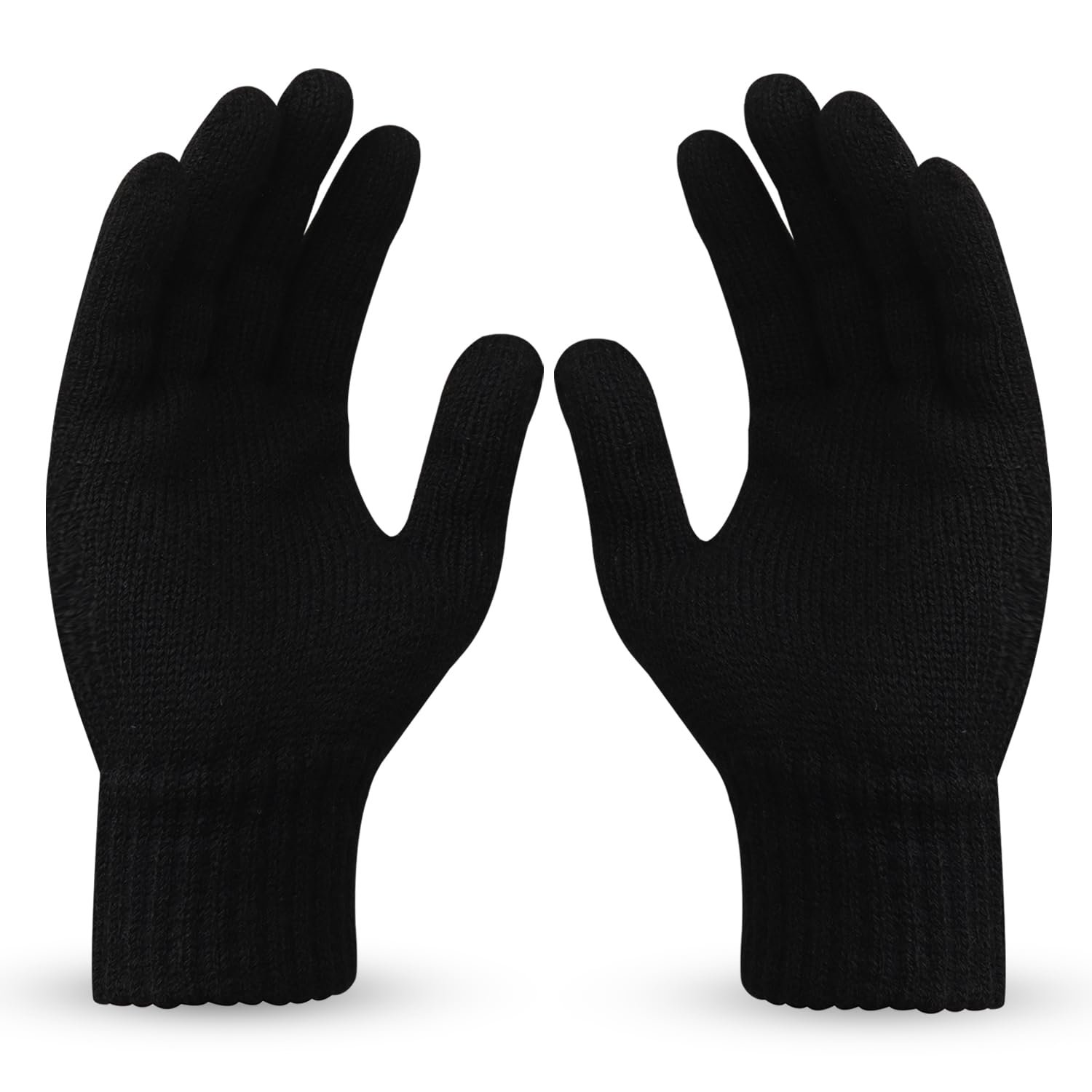 Boldfit Hand Gloves for Men & Women Winter Glove for Men Woolen Knitted for Women and mens Thermal Wear Unisex Winter Warm Gloves for Womens Winters Wear Unisex Hands Glove for Driving – Black 1Pair