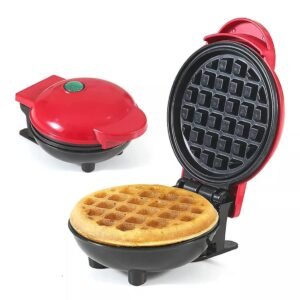 Cloer Waffle Maker, Portable Electric Non Stick Waffle Iron with Indicator Light, Round Waffle Maker Machine for Homemade Breakfast, Snacks & Desserts, Compact Red