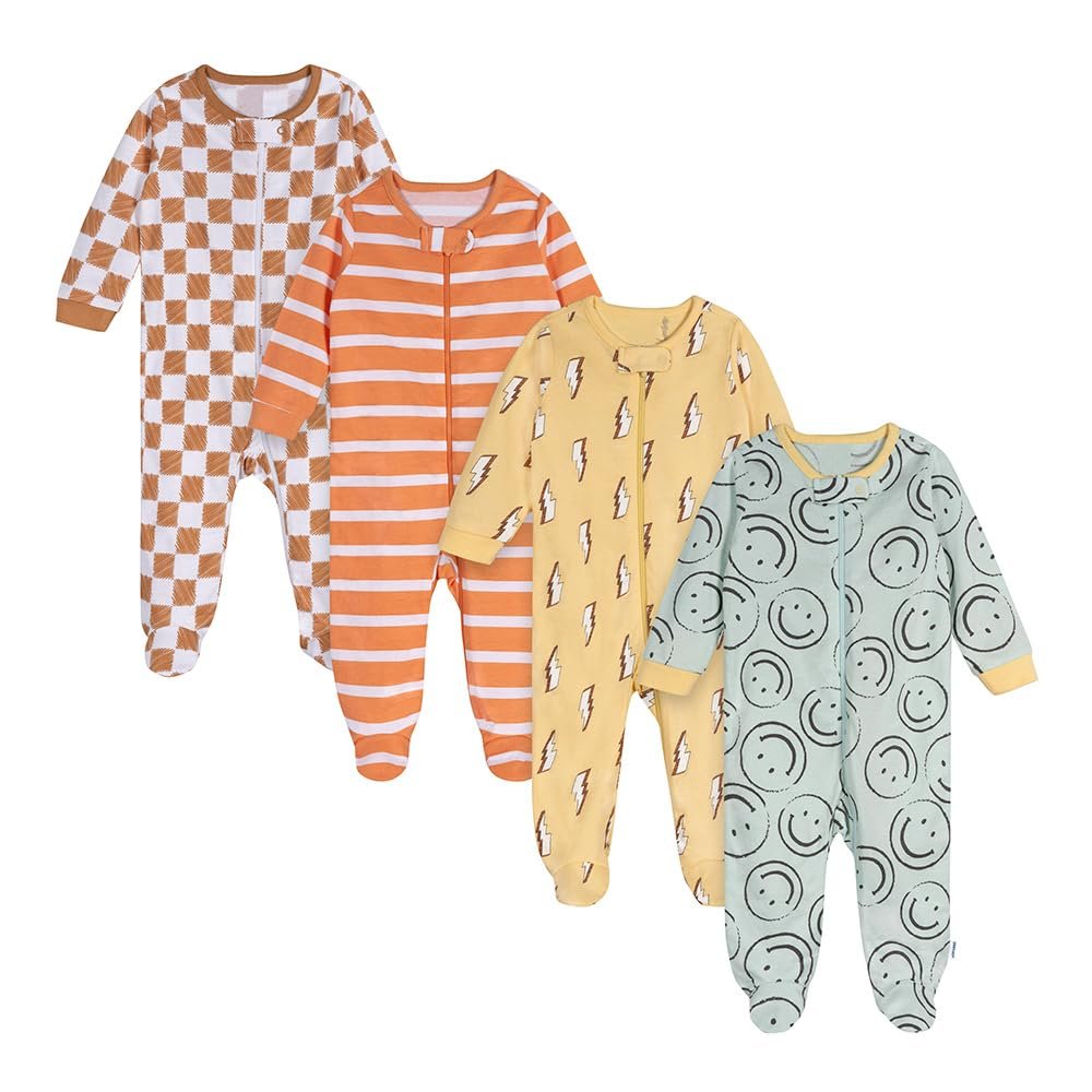 ONESIES Brand Baby Boys Sleepers 4-Pack Footies and Toddler Set