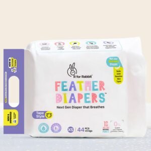 R for Rabbit Tape Style Feather Diaper XS Newborn (NB) Size for Baby 0 to 5 kgs 44 Units (22 Count, Combo Pack Of 2)