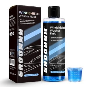 Groommm Windshield Washer Fluid For Car 250ML- (20ML in 1L Water) | Highly Concentrated Car Glass Cleaner Liquid For Streak & Stain-Free Windshield | Car Wiper Liquid For Crystal Clear Windshield