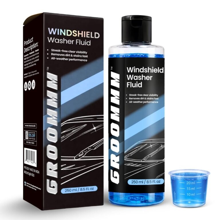 Groommm Windshield Washer Fluid For Car 250ML- (20ML in 1L Water) | Highly Concentrated Car Glass Cleaner Liquid For Streak & Stain-Free Windshield | Car Wiper Liquid For Crystal Clear Windshield