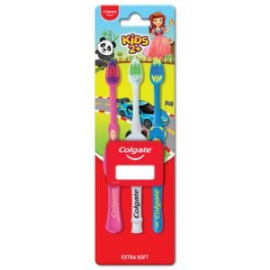 Colgate Kids 2+ Years Toothbrush Set of 3 | Extra Soft Bristles (Multicolor)