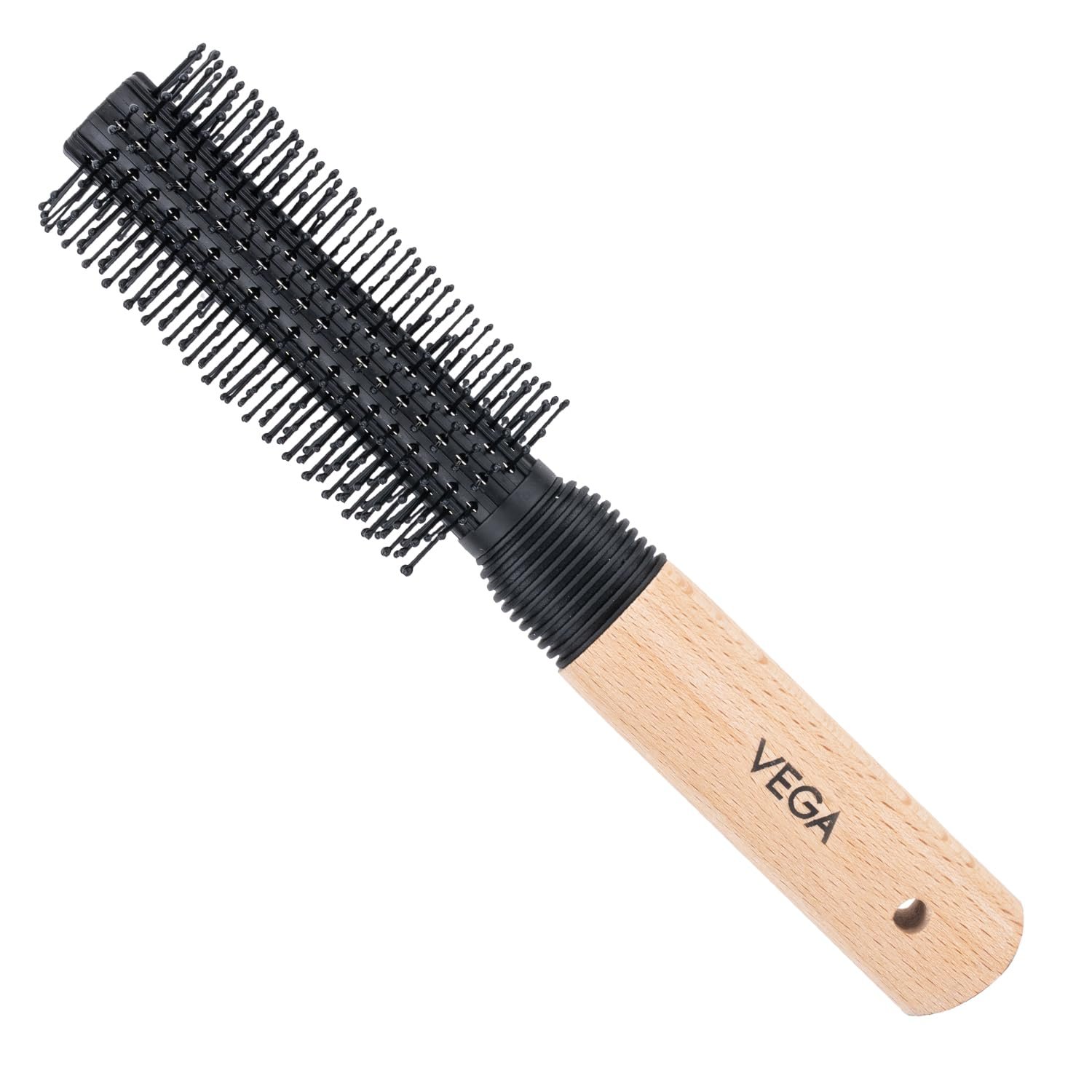 Vega Round Hair Brush with Wooden Handle for Adding Curls, Volume & Waves in Hair| Men and Women| Hair Volumizer Round Brush| Perfect Tool for Blow Drying (India’s No.1* Hair Brush Brand, E8-RB)