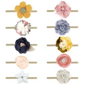 SNOWIE SOFT Baby Girl Hairbands 10 Pcs Floral Stretchy Infant Headbands